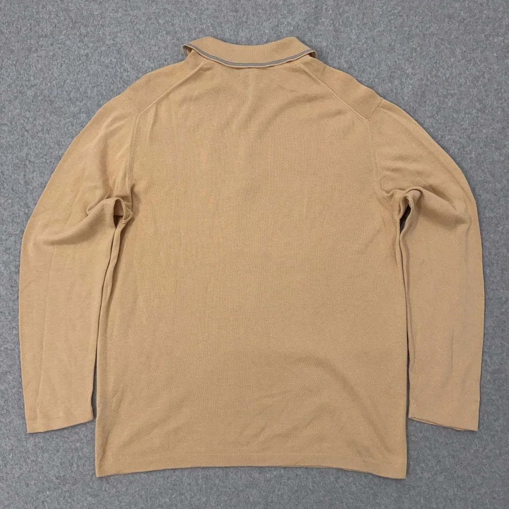Ermenegildo Zegna Sweater Mens L Beige 1/4 Zip Cotton Pullover